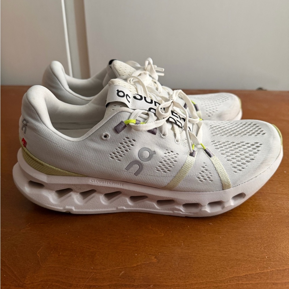 On Running Women's Sneakers White with Light Yellow Accents - Picture 8 of 12